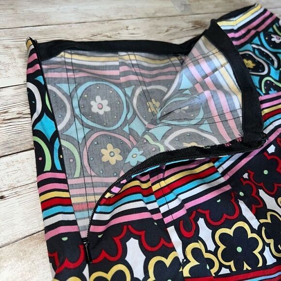 Harold's Size 4 Multi-Color Floral Print Side Zipper Pleated Midi Skirt Boho EUC - Picture 7 of 10